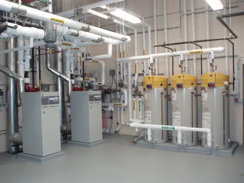 Commercial water-heater bank at the GISD Transition Center
